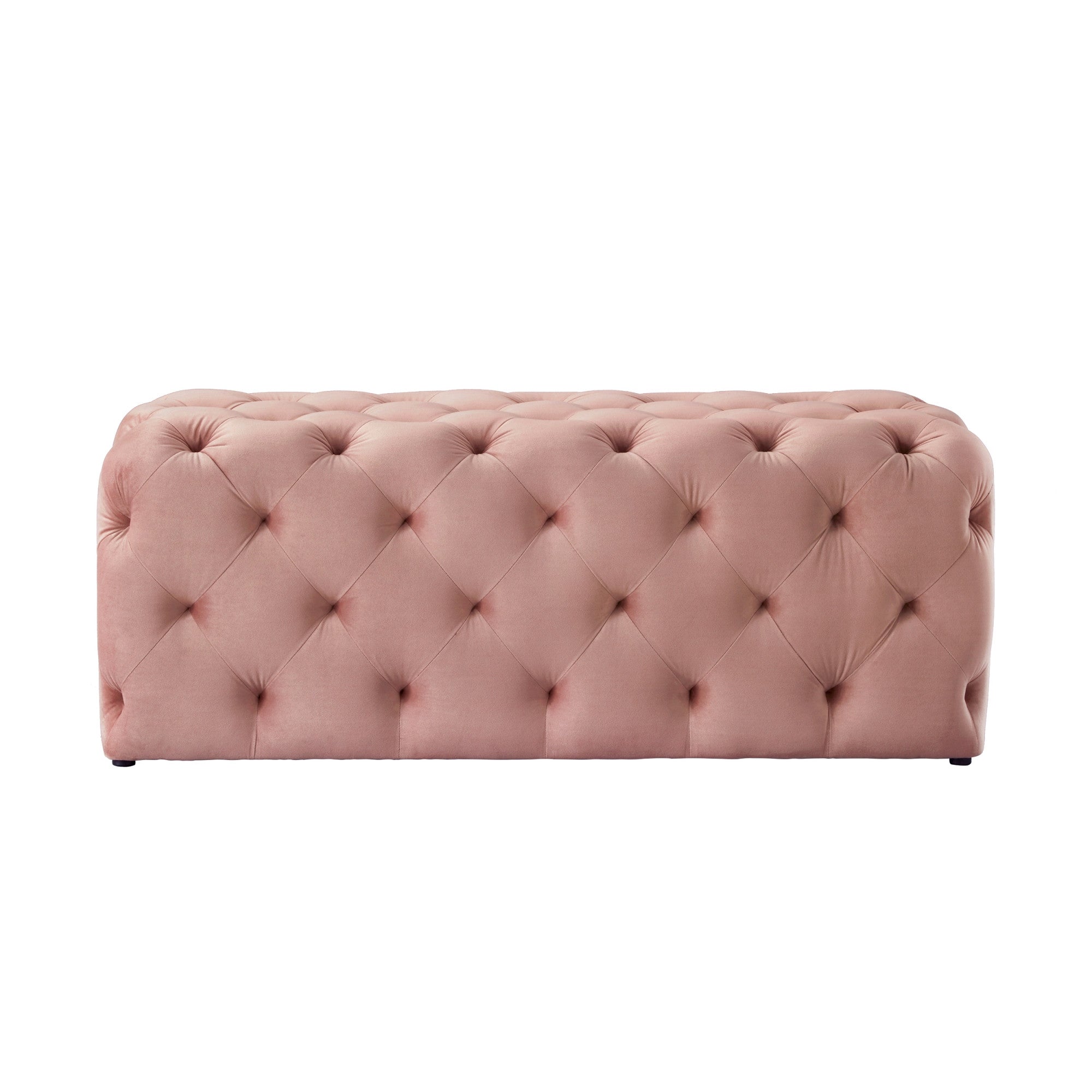 48" Blush Velvet Tufted Bench