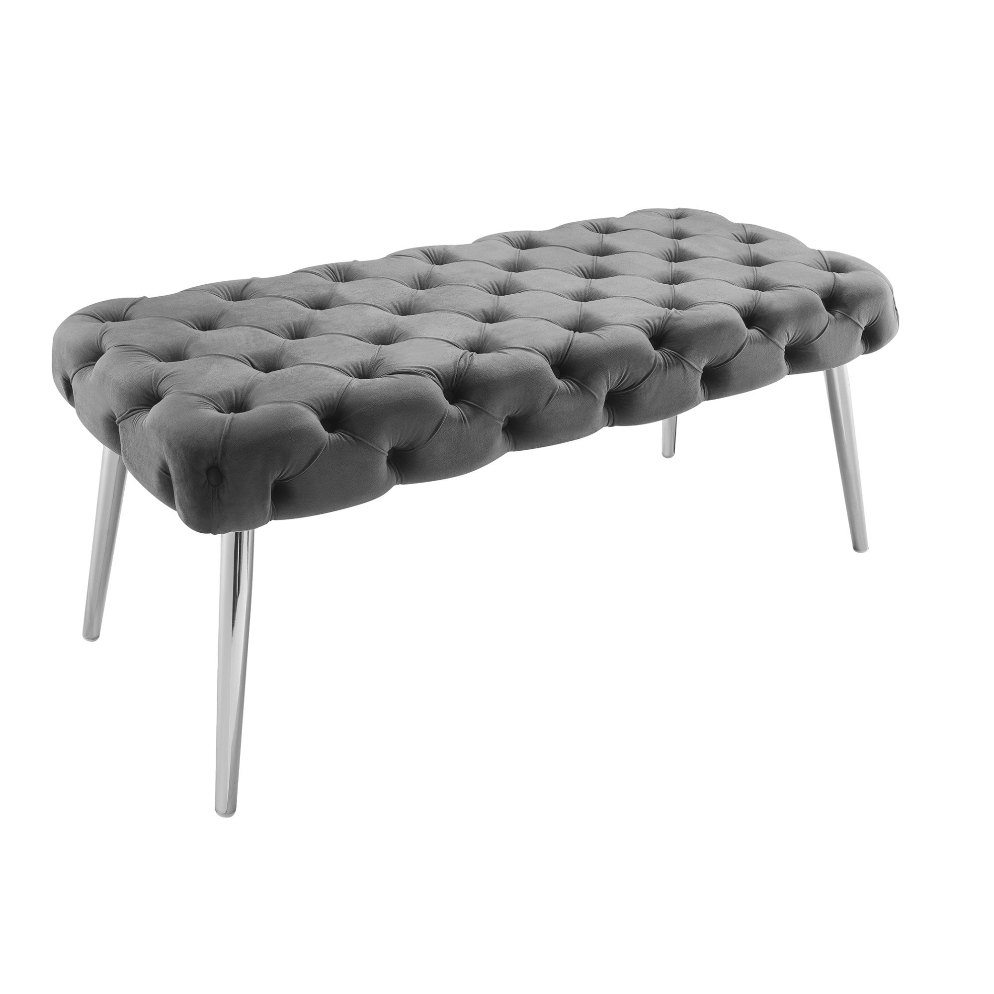 48" Velvet Tufted Modern Flat Bench