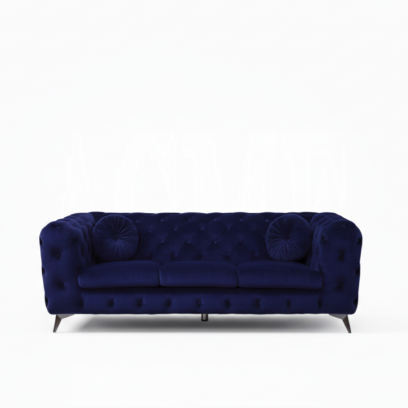 90" Blue Velvet Modern Chesterfield Sofa