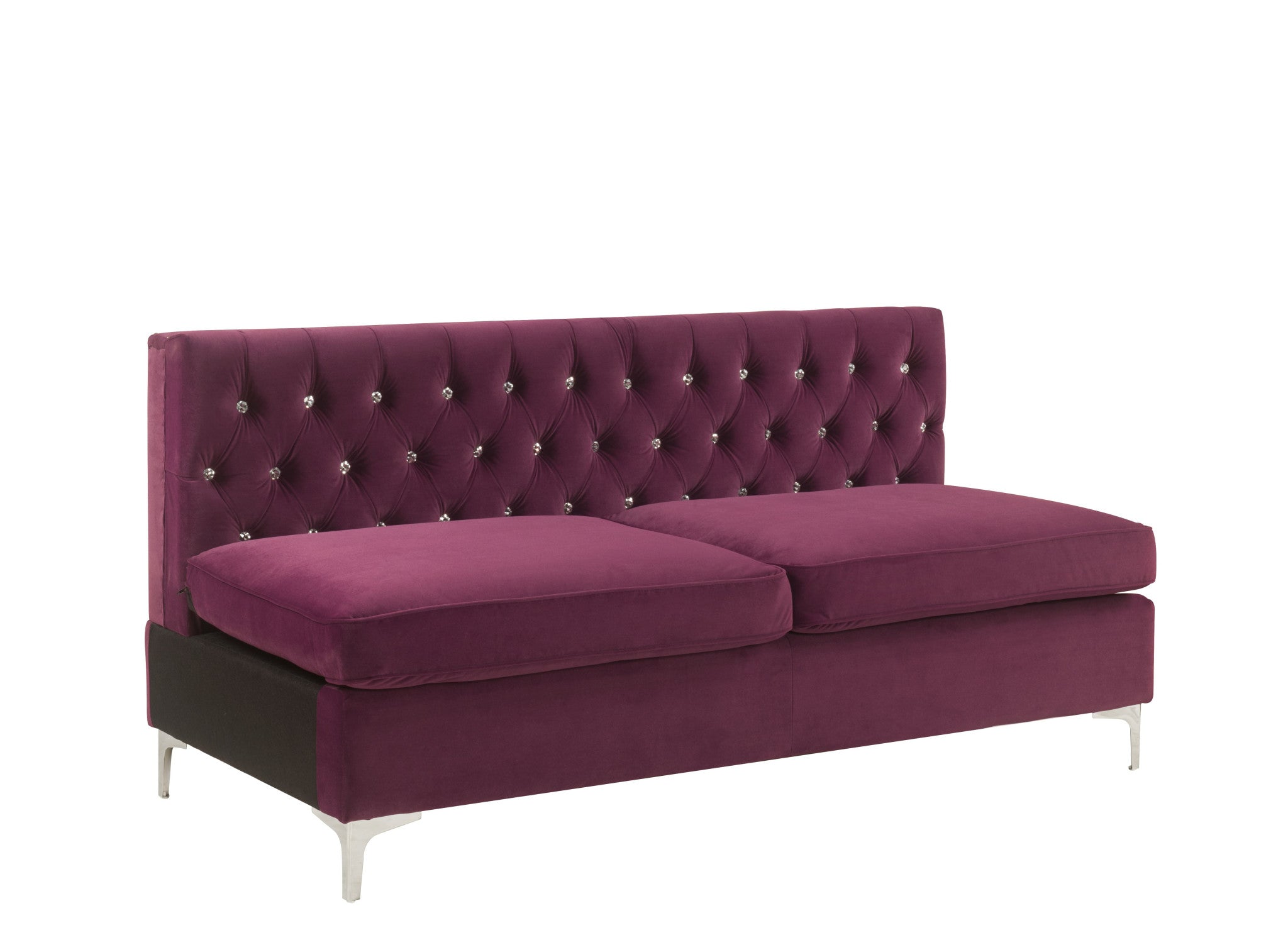 69" Burgundy Velvet Tufted Armless Loveseat