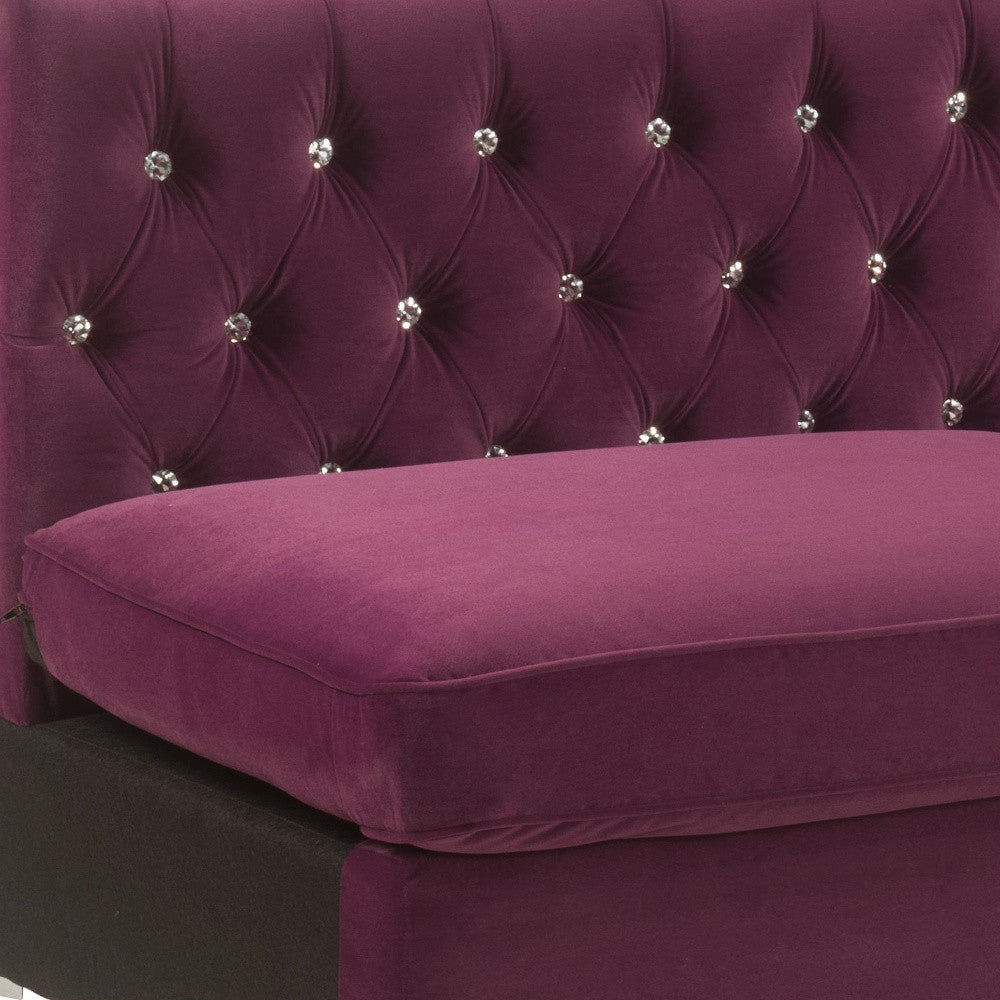 69" Burgundy Velvet Tufted Armless Loveseat