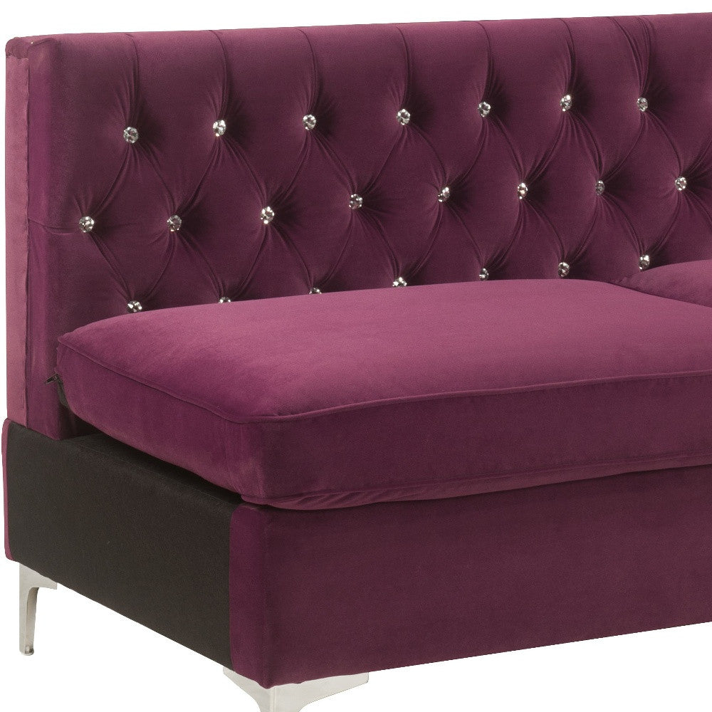 69" Burgundy Velvet Tufted Armless Loveseat