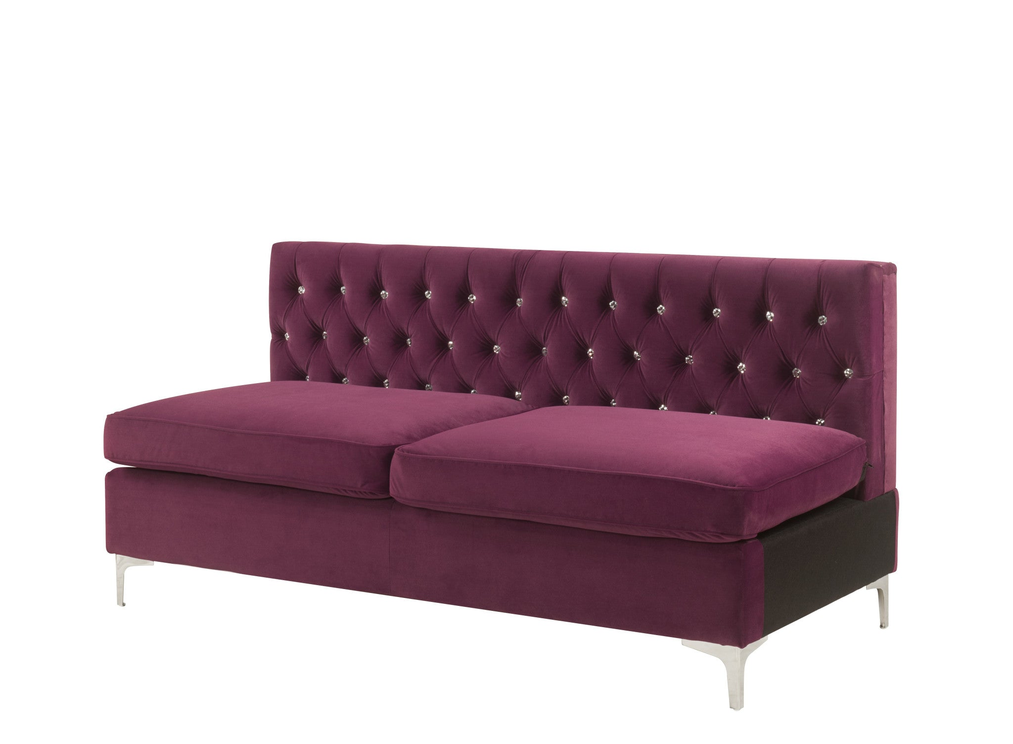 69" Burgundy Velvet Tufted Armless Loveseat