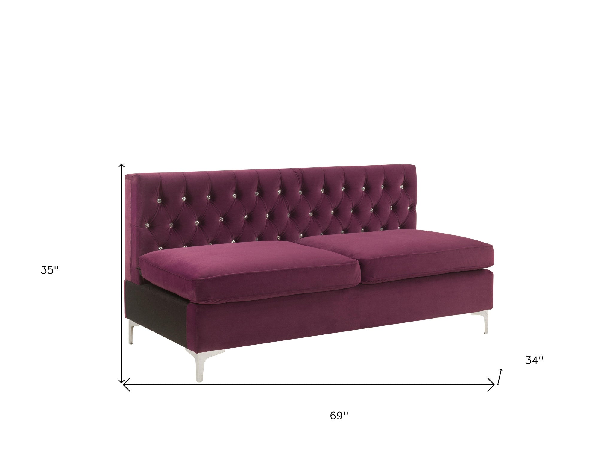 69" Burgundy Velvet Tufted Armless Loveseat