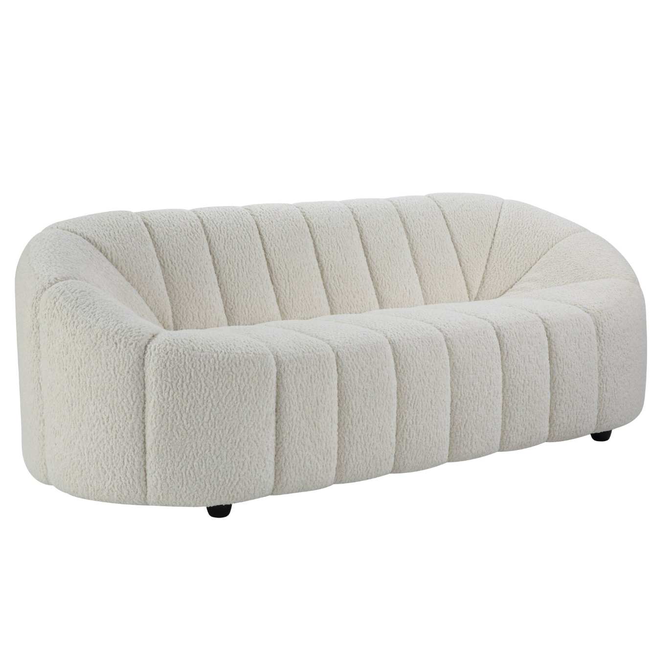 84" White Indented Modern Sherpa Sofa
