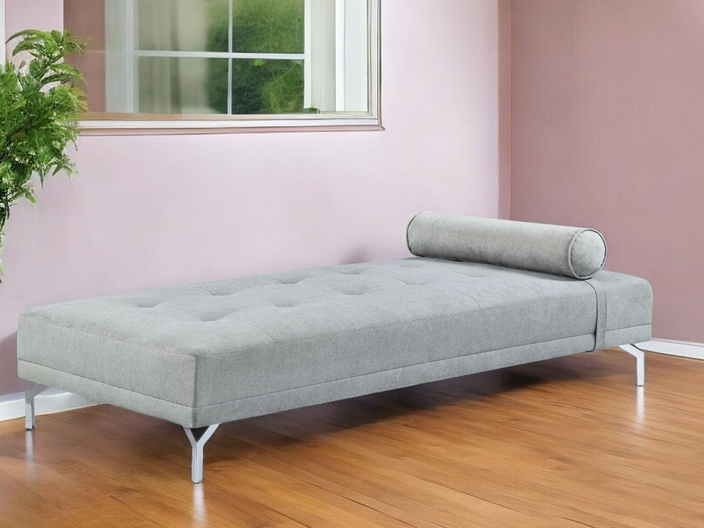 74" Gray Velvet Daybed Sofa