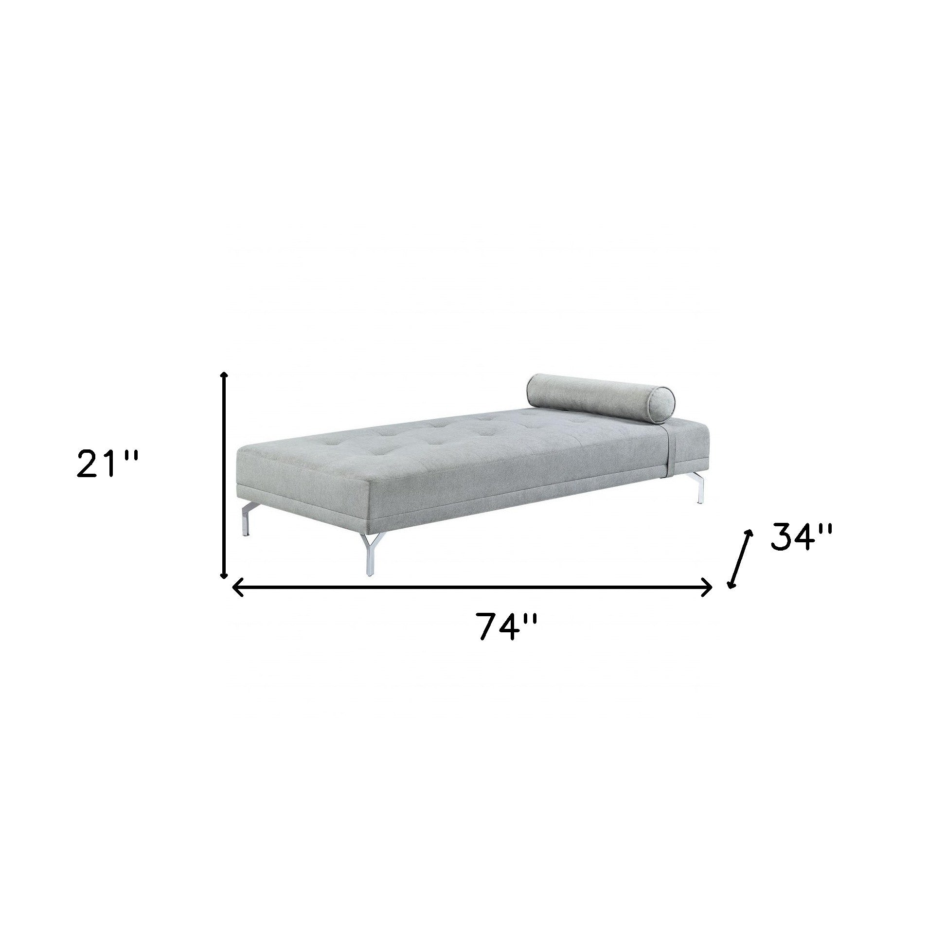 74" Gray Velvet Daybed Sofa