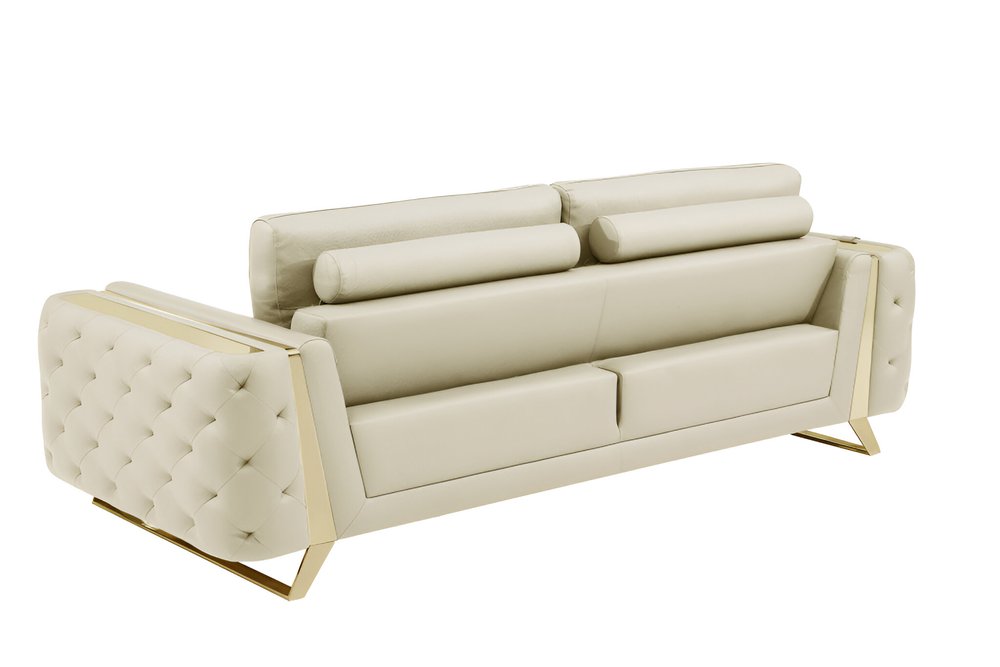 90" Leather Diamond Tufted Sofa