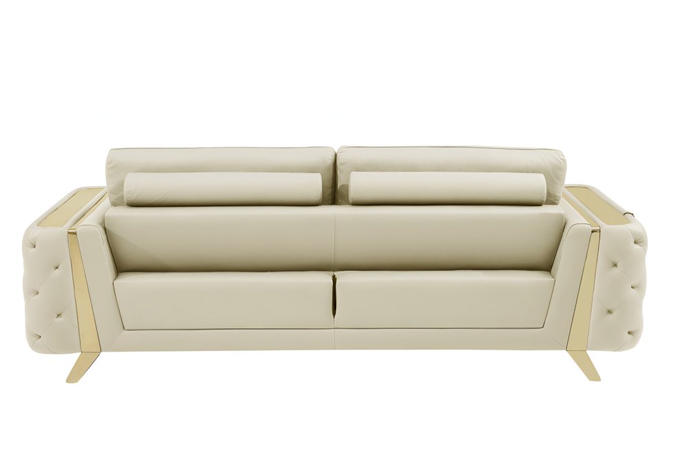90" Leather Diamond Tufted Sofa