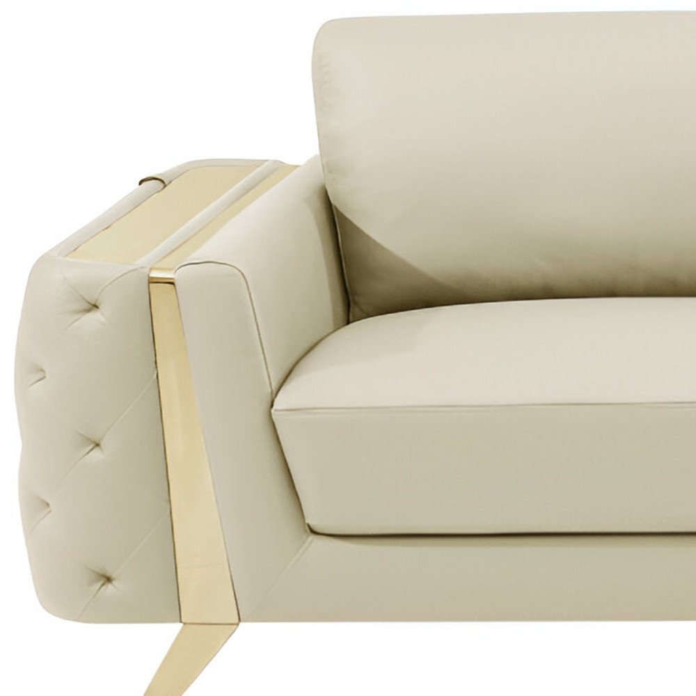 90" Leather Diamond Tufted Sofa