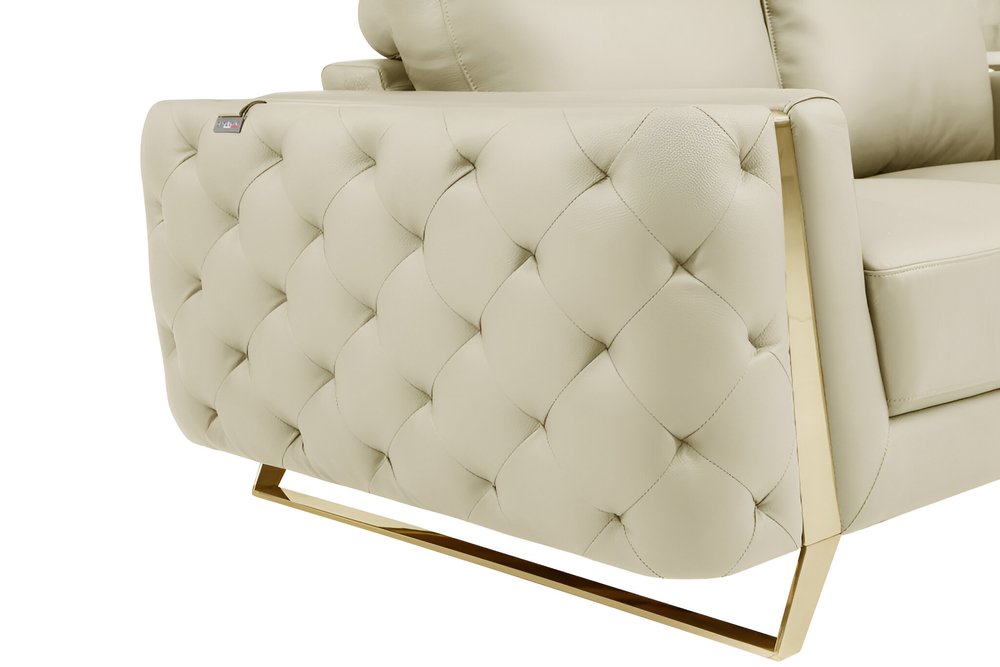 90" Leather Diamond Tufted Sofa