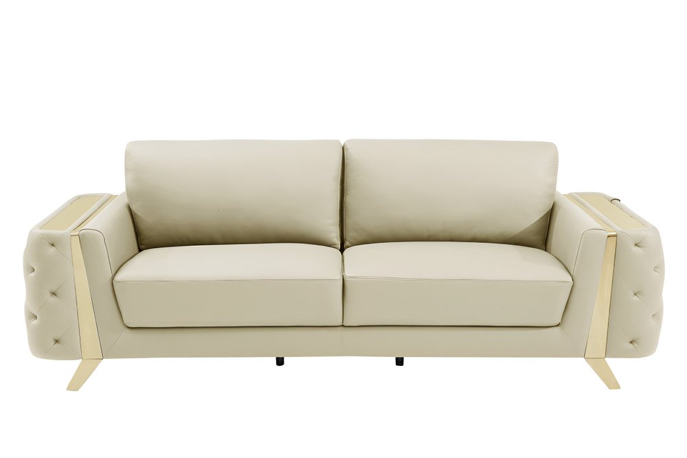 90" Leather Diamond Tufted Sofa
