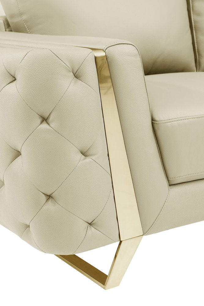 90" Leather Diamond Tufted Sofa