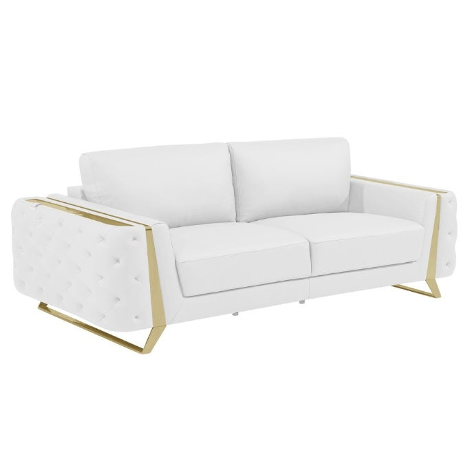 3 Piece Diamond Tufted Leather 6-Seat Set