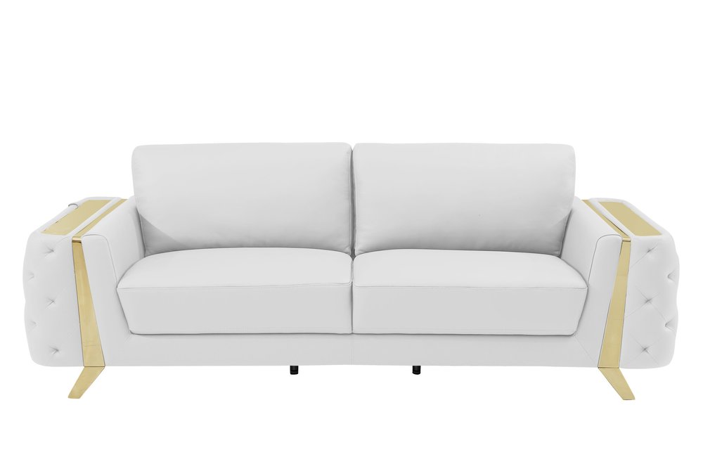 90" Leather Diamond Tufted Sofa