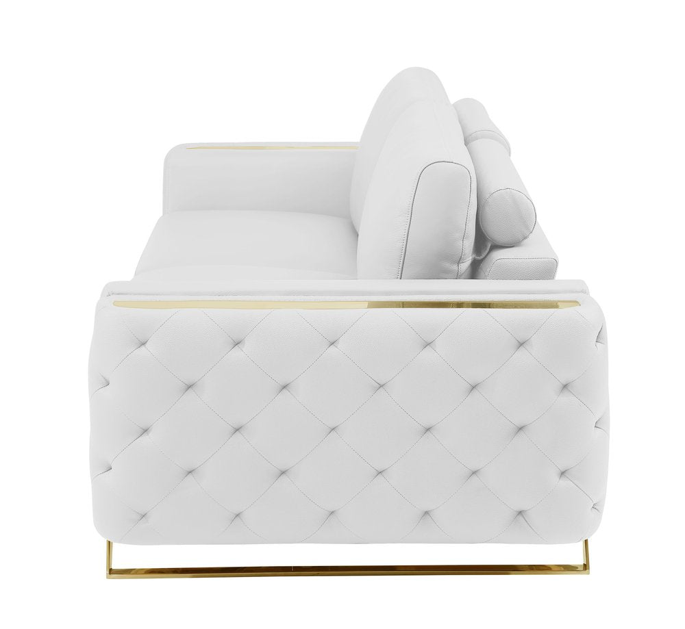 90" Leather Diamond Tufted Sofa