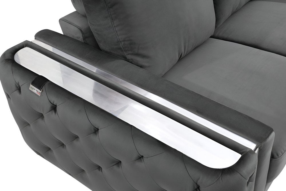 90" Contemporary Velvet Tufted Club Sofa