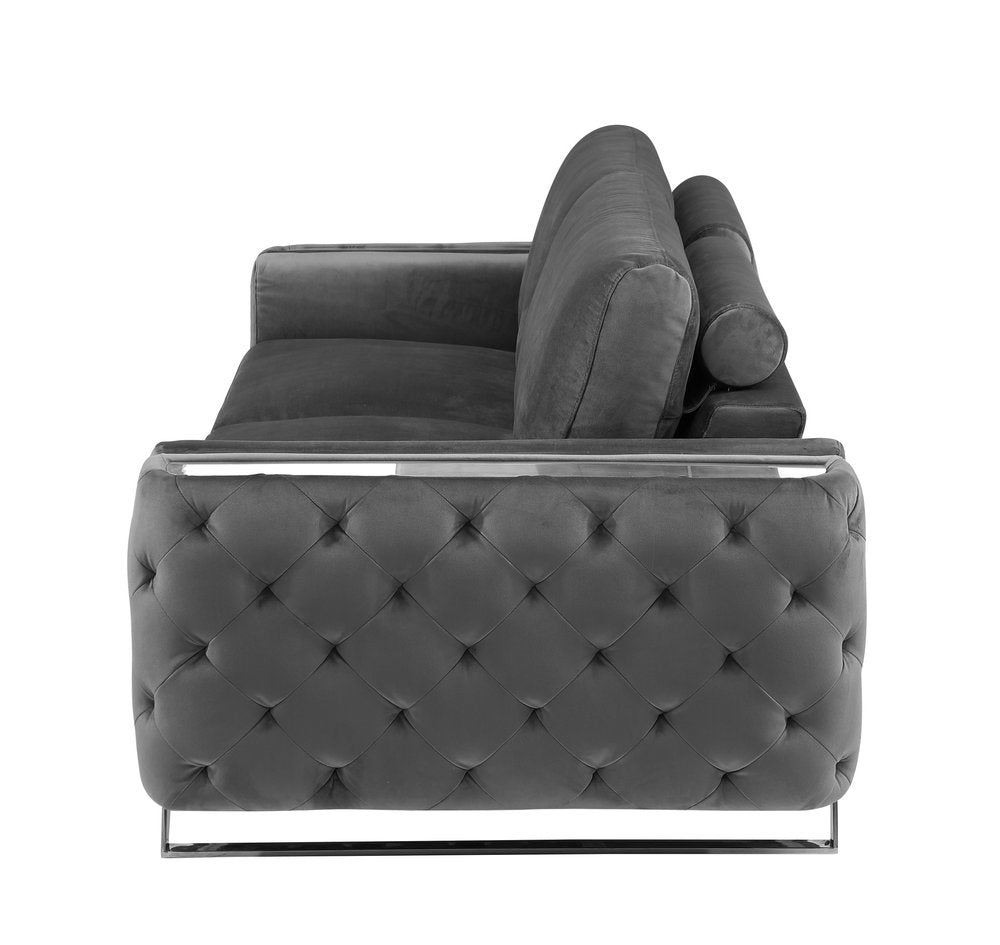 90" Contemporary Velvet Tufted Club Sofa