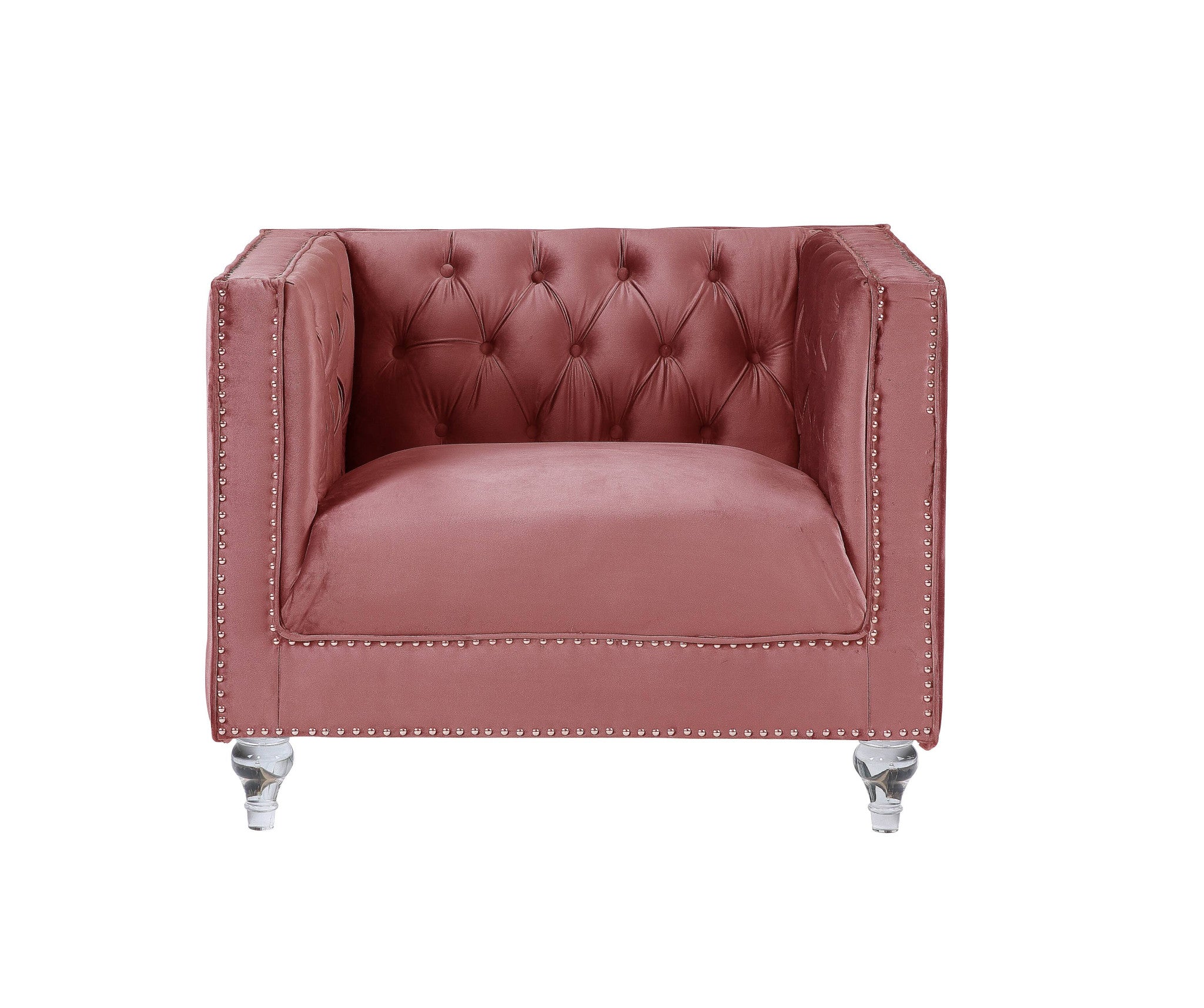 39" Pink Tufted Tuxedo Chair