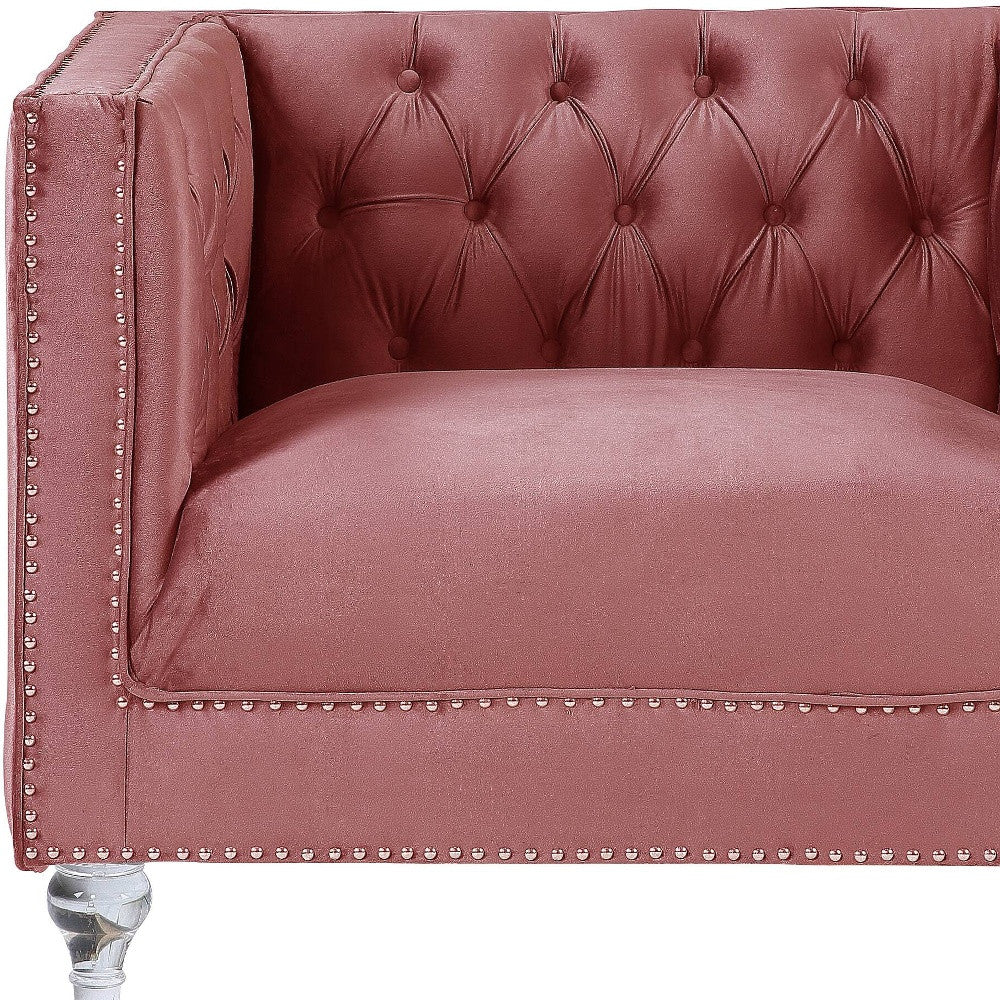 39" Pink Tufted Tuxedo Chair