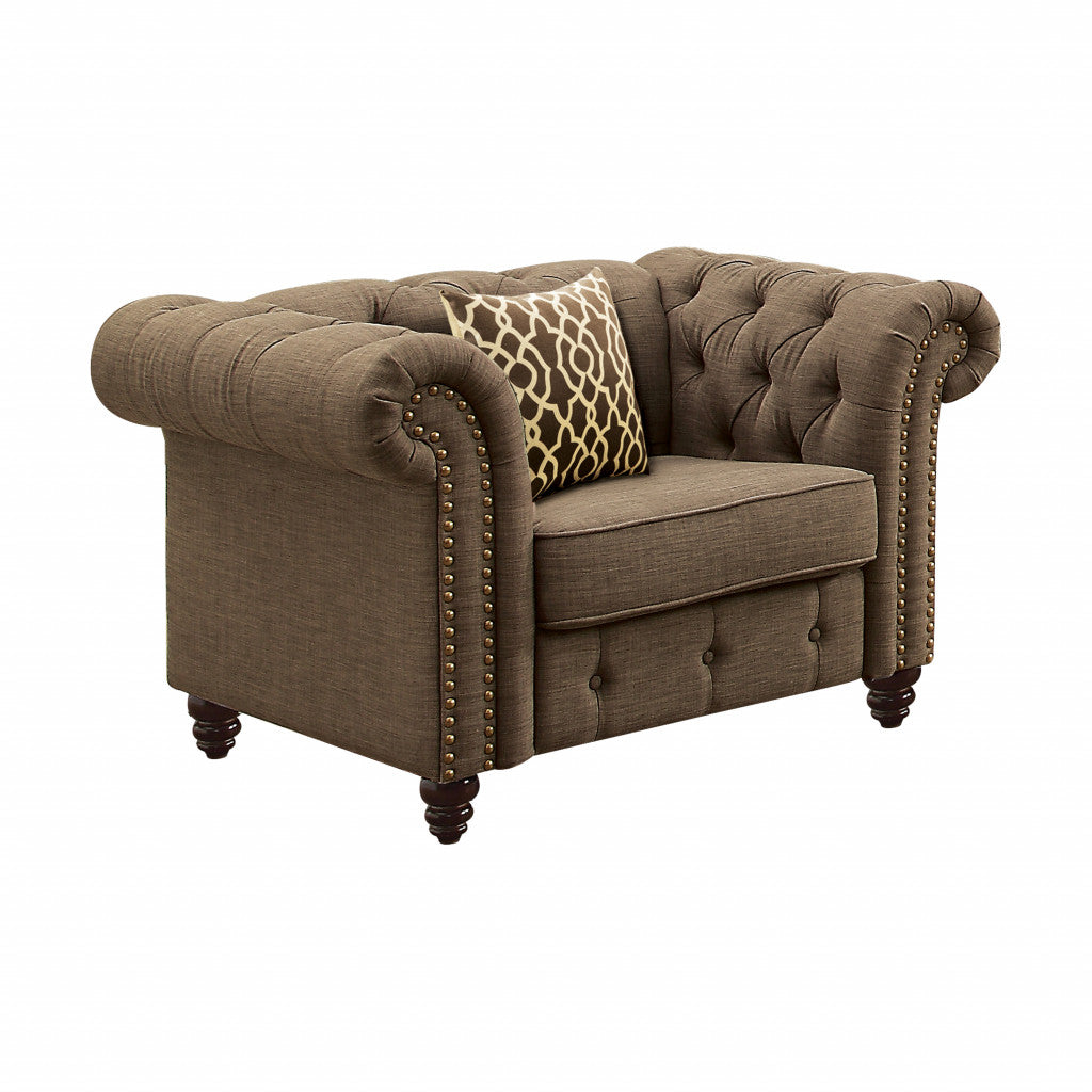 45" Brown Tufted Chesterfield Chair