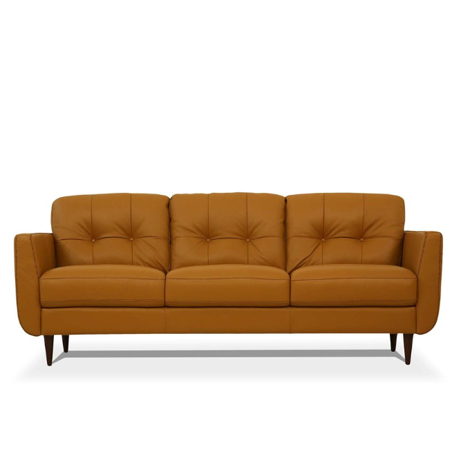 83" Leather Button Tufted Sofa