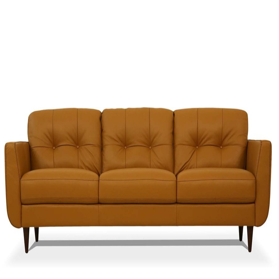 83" Leather Button Tufted Sofa