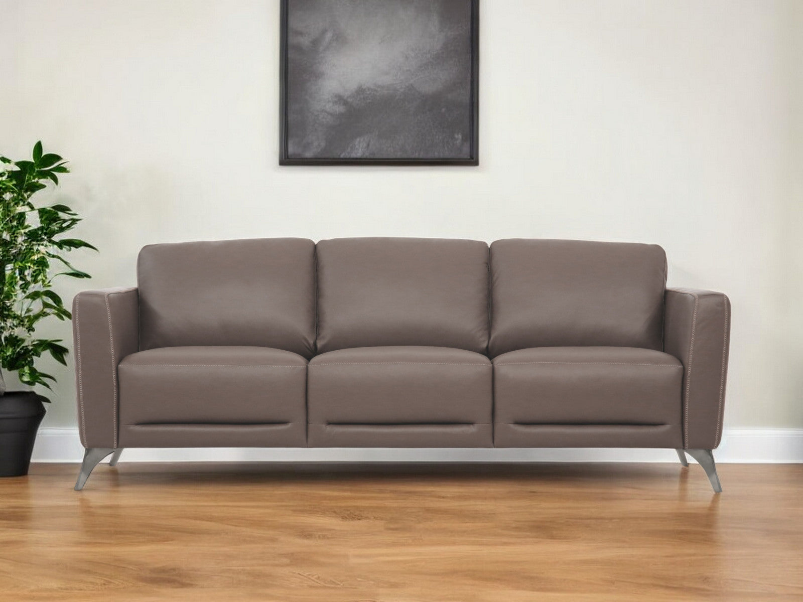 83" Contemporary Leather Sofa