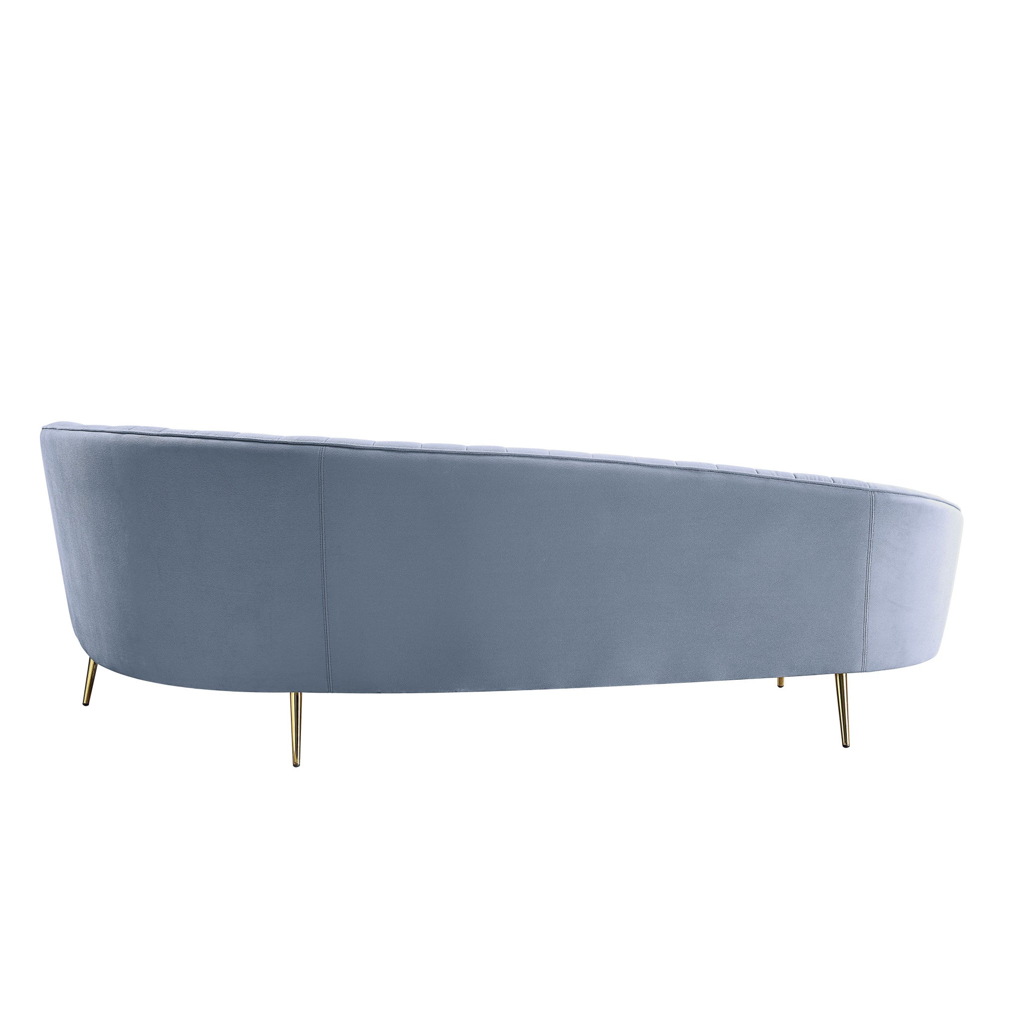 103" Light Gray Velvet and Gold Modern Curved Sofa