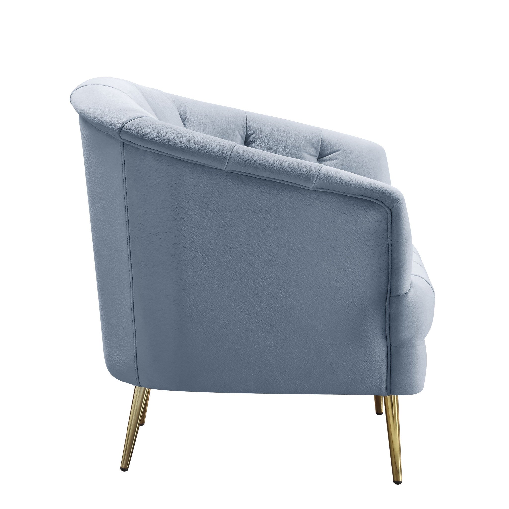 84" Curved Light Gray Velvet and Gold Sofa