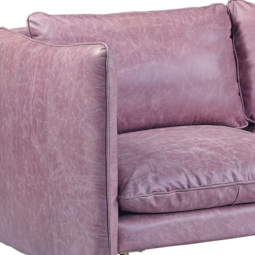 91" Wisteria Top-Grain Leather Pillow Sofa