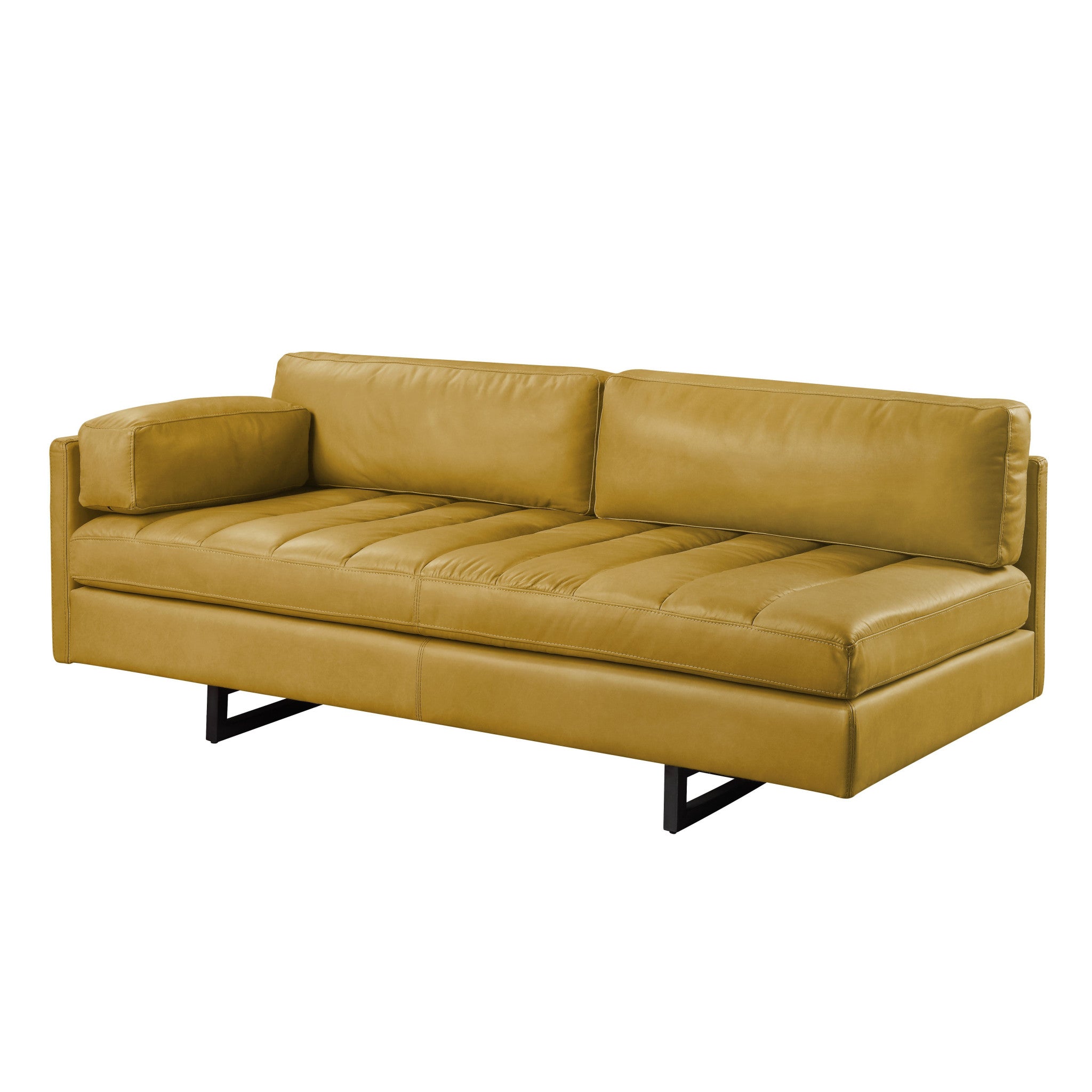 74" Mustard Leather 1-Arm Sofa