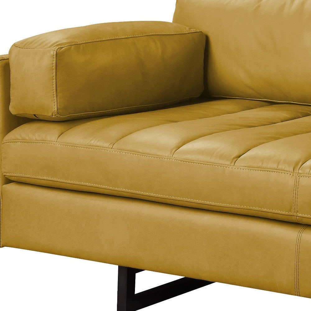 74" Mustard Leather 1-Arm Sofa