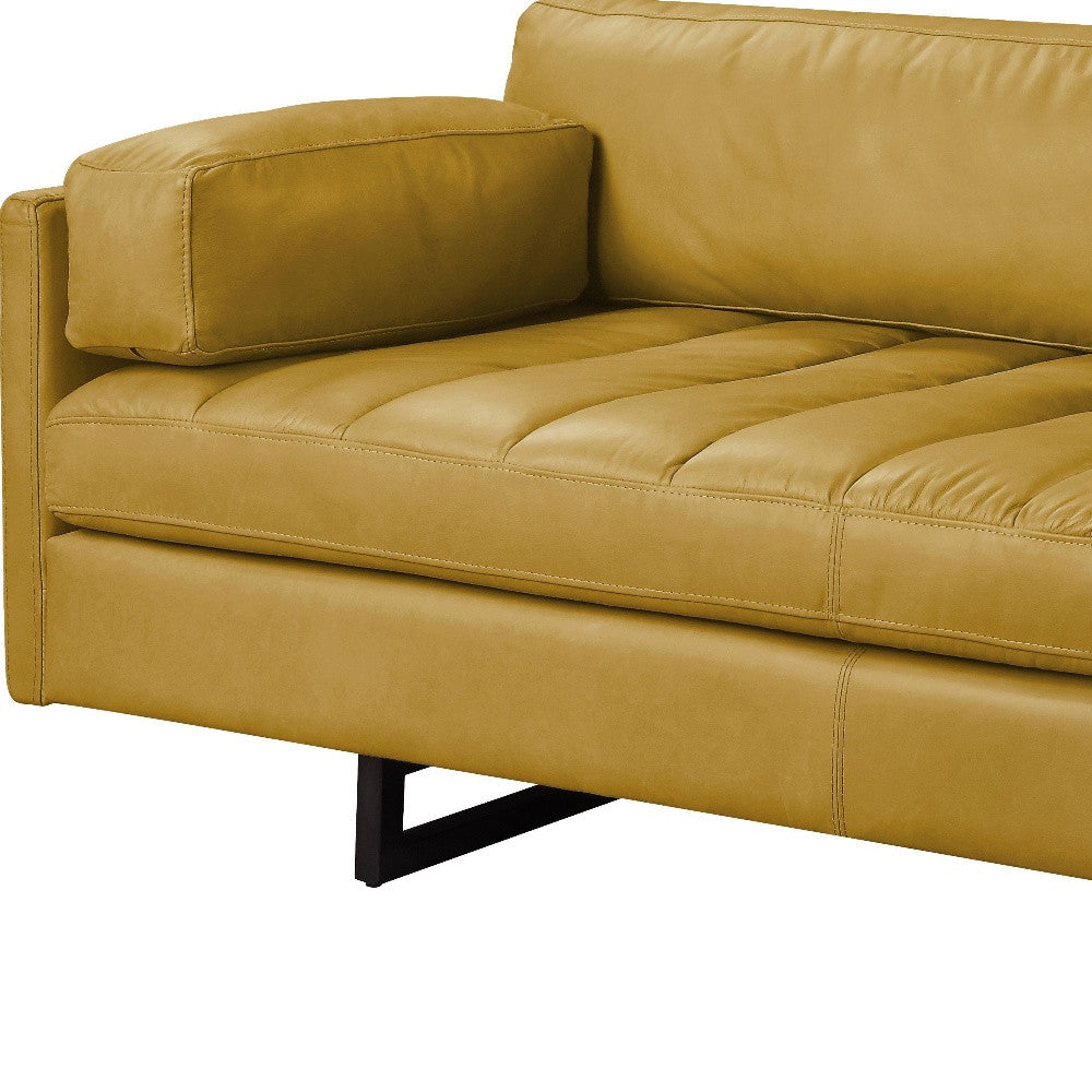 74" Mustard Leather 1-Arm Sofa