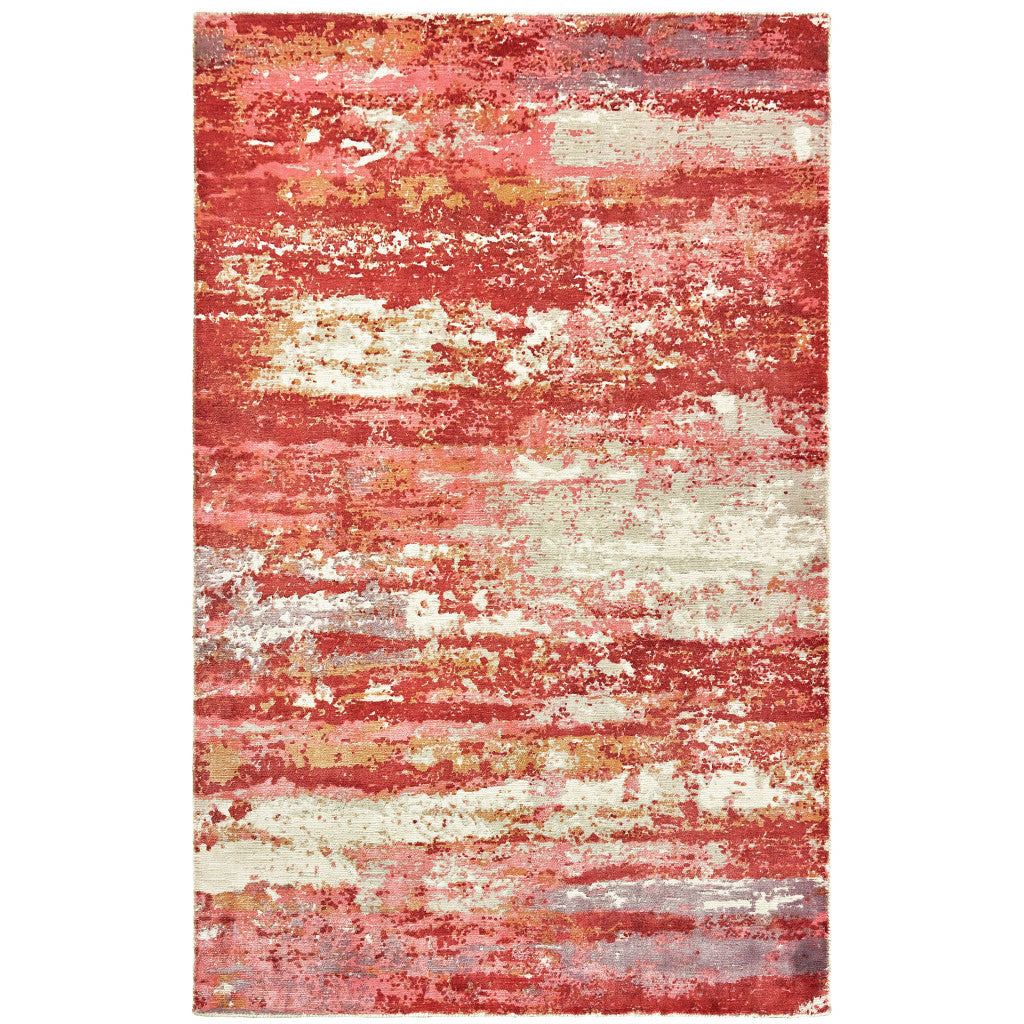 Red and Pink Abstract Area Rug