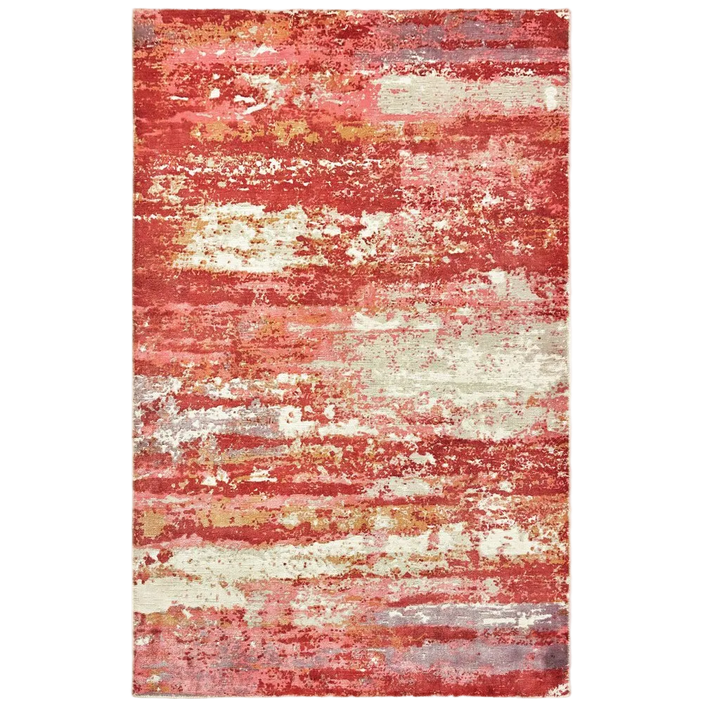 Red and Pink Abstract Area Rug