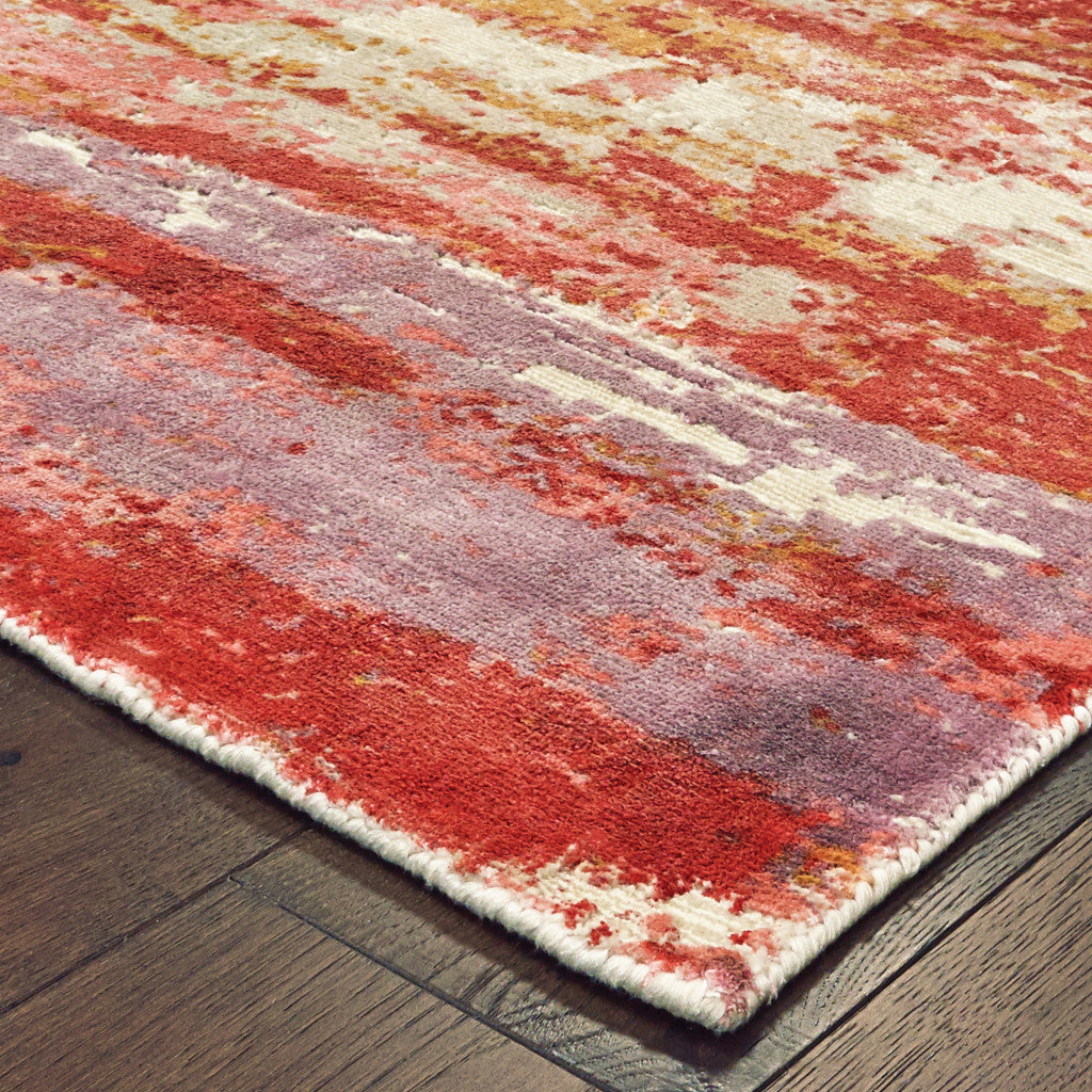 Red and Pink Abstract Area Rug