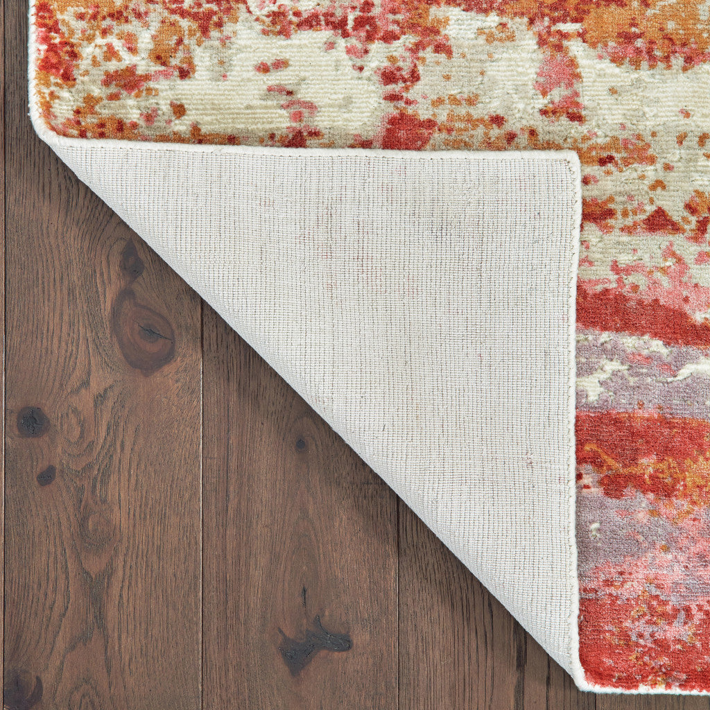 Red and Pink Abstract Area Rug