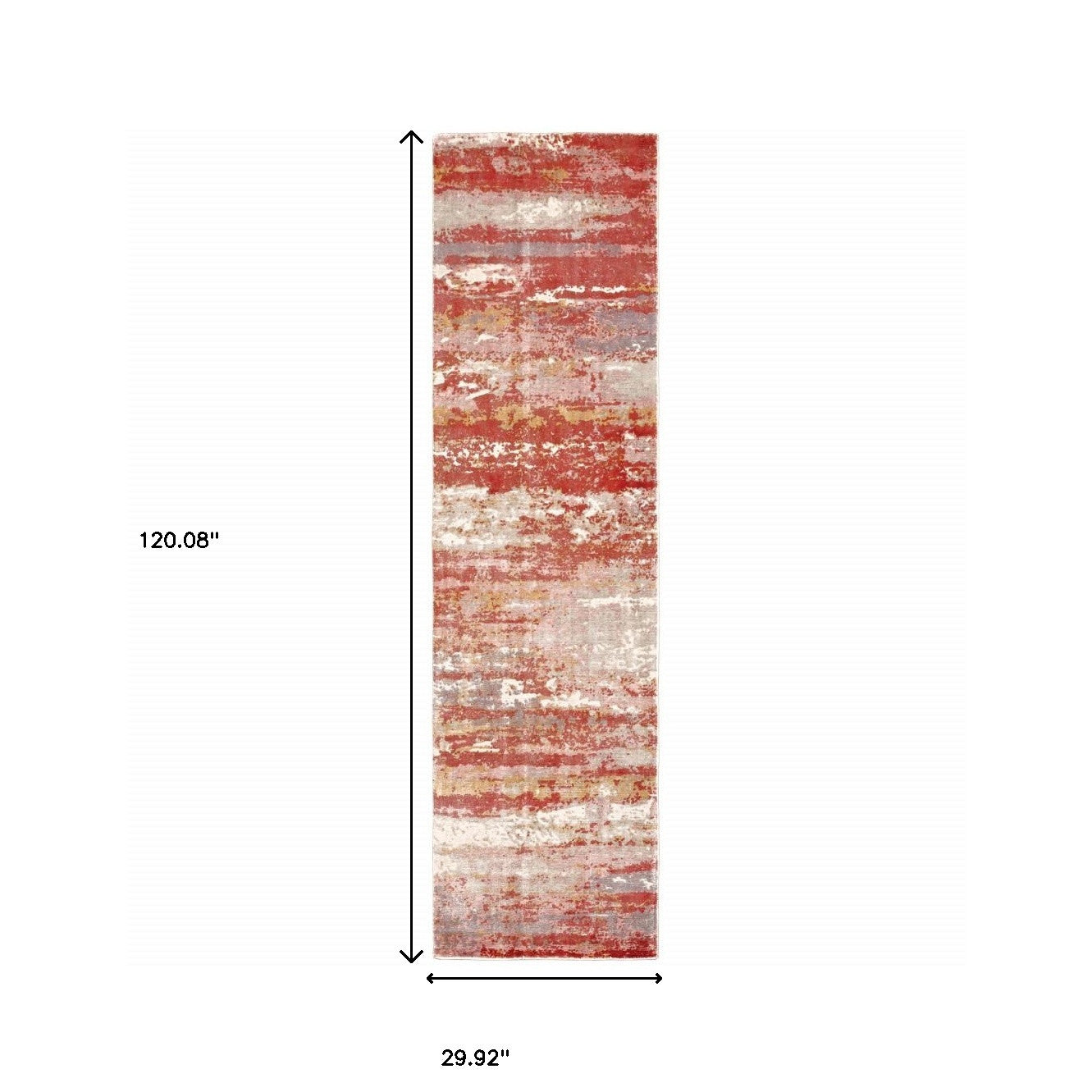 2' X 10' Pink and Red Abstract Runner Rug