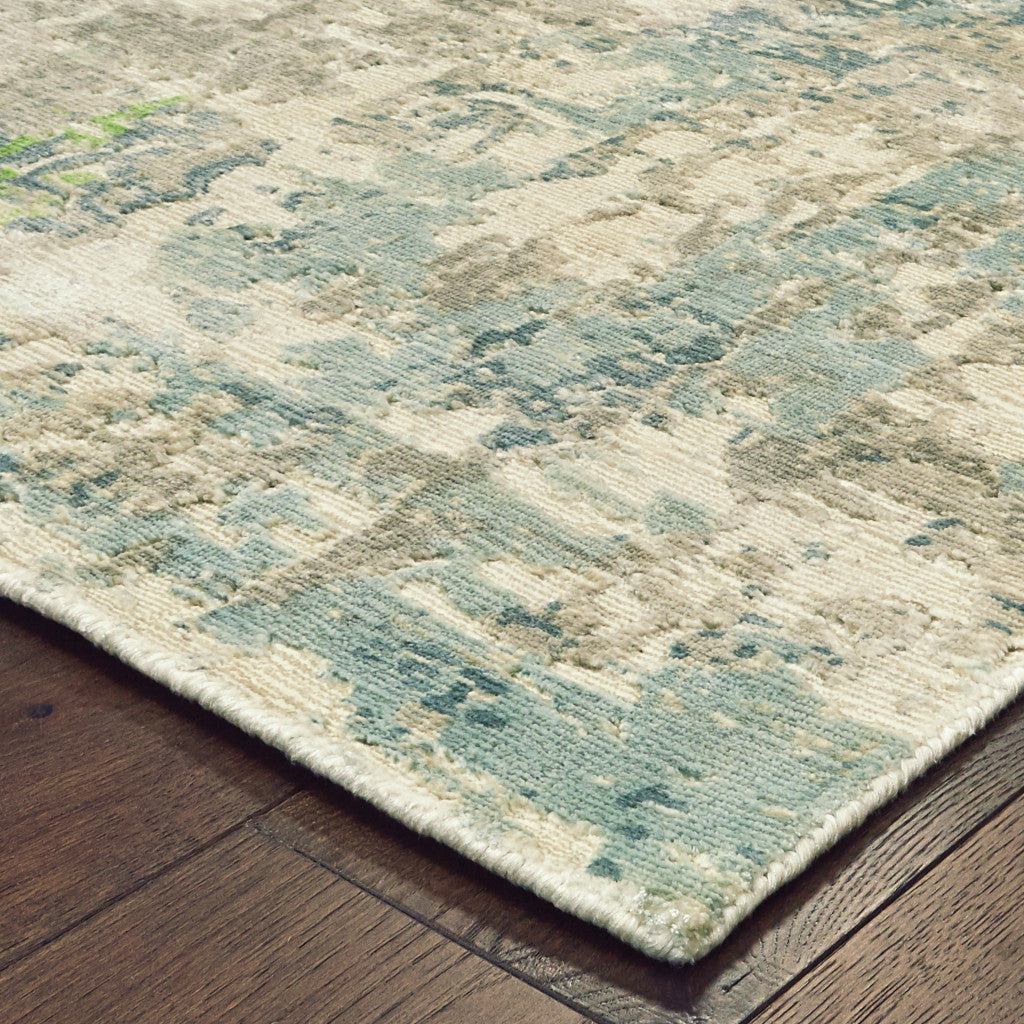 Blue and Green Abstract Area Rug