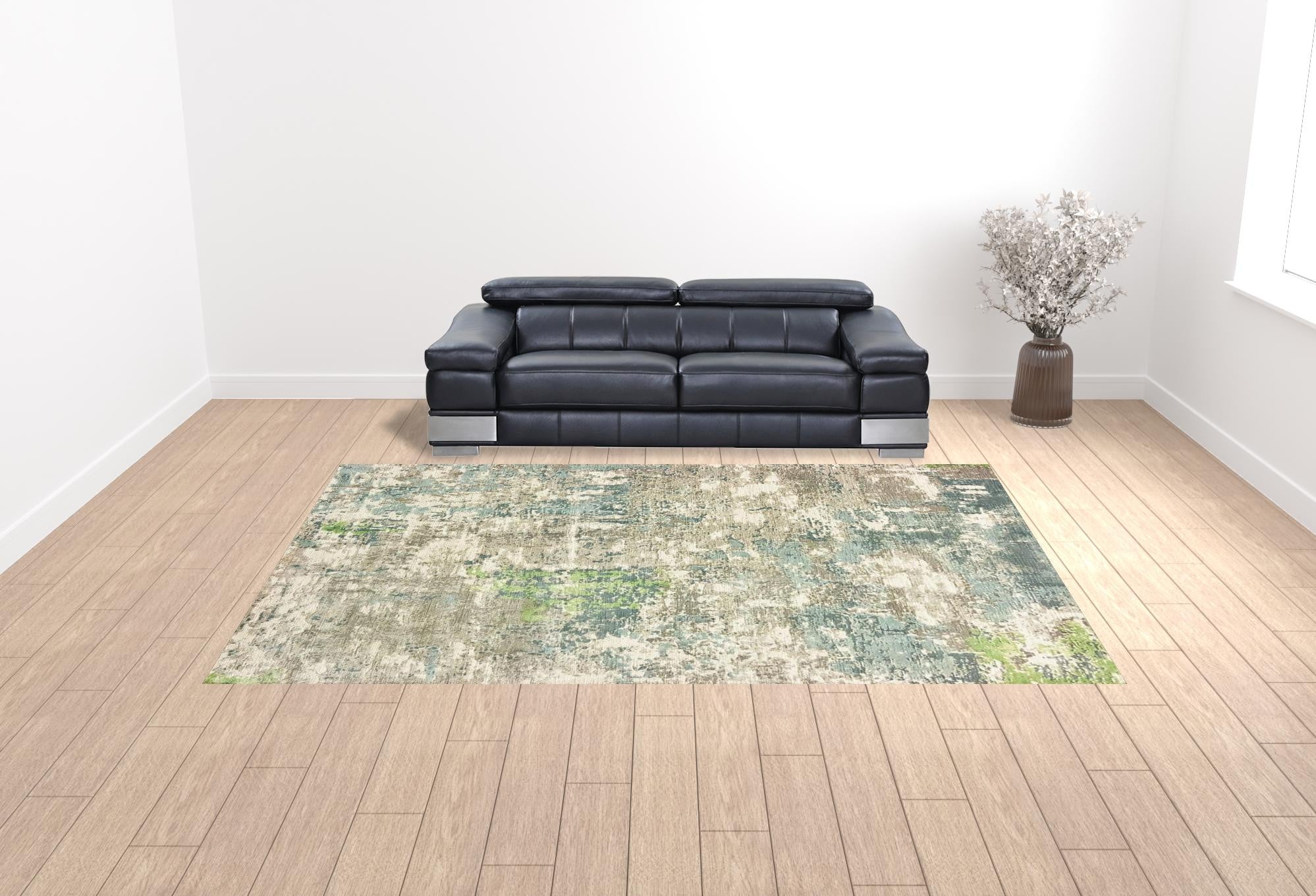 Blue and Green Abstract Area Rug