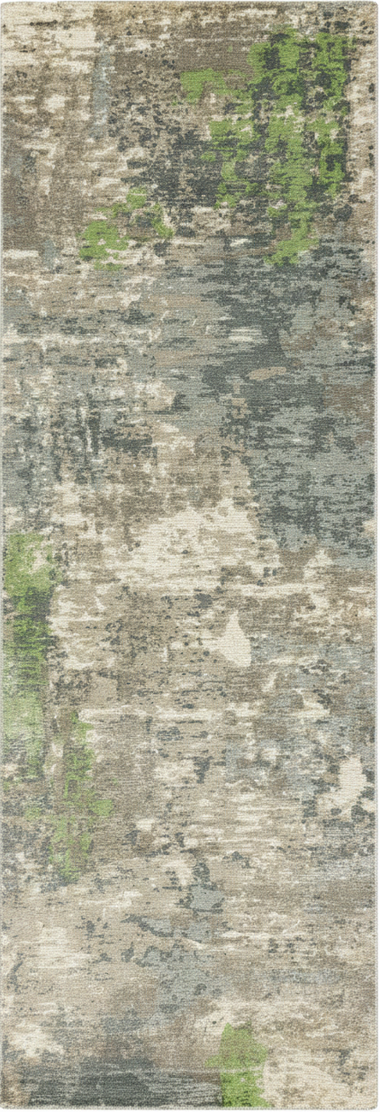2' X 10' Blue and Green Abstract Runner Rug