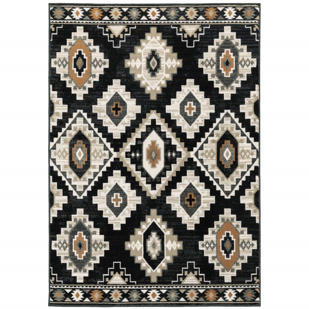 Black, Ivory, and Tan Southwestern Area Rug