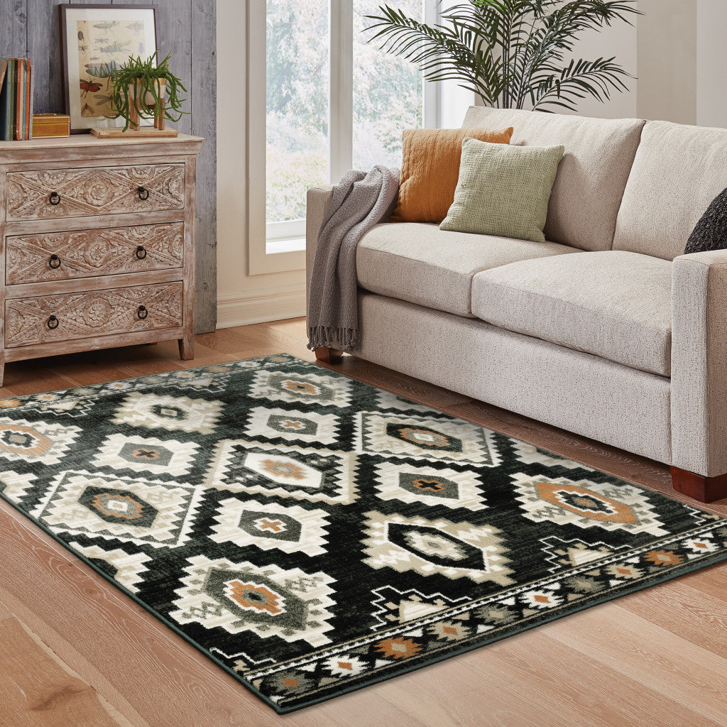 Black, Ivory, and Tan Southwestern Area Rug