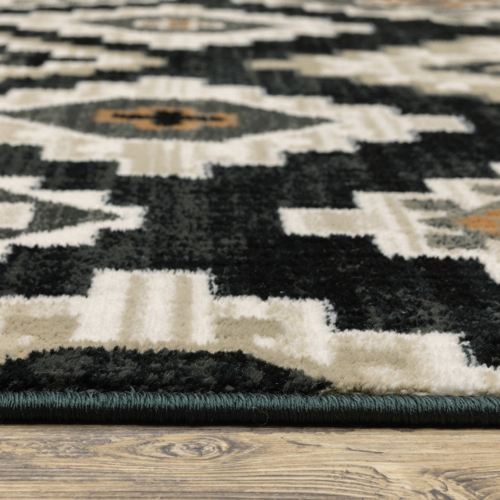 Black, Ivory, and Tan Southwestern Area Rug