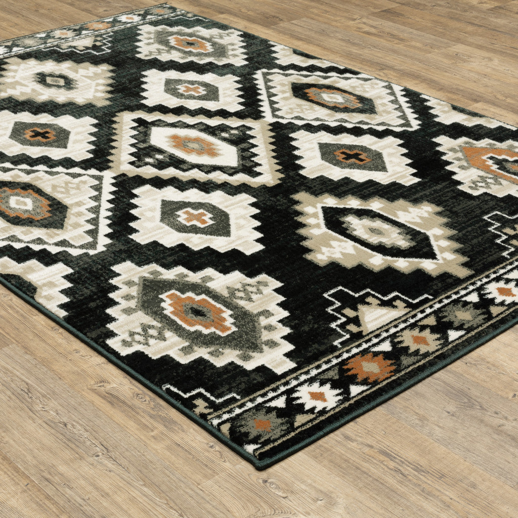 Black, Ivory, and Tan Southwestern Area Rug