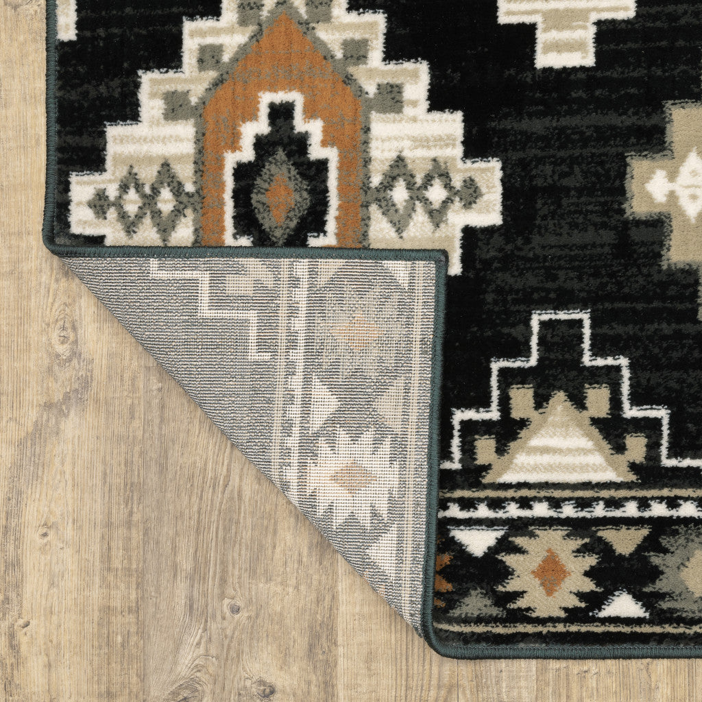 Black, Ivory, and Tan Southwestern Area Rug