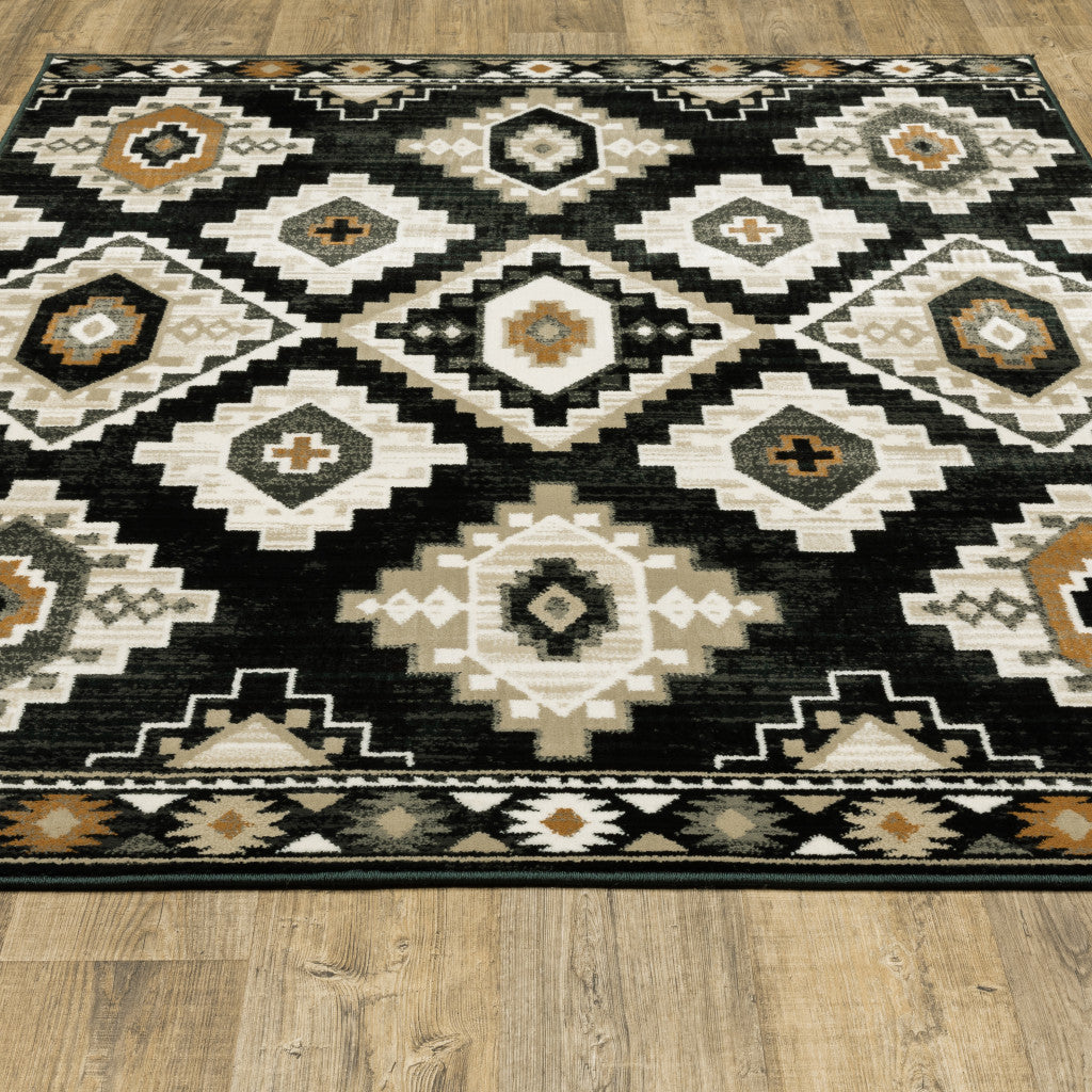 Black, Ivory, and Tan Southwestern Area Rug