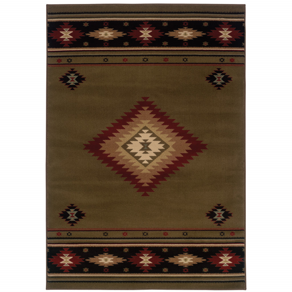 Green and Black Traditional Southwestern Area Rug