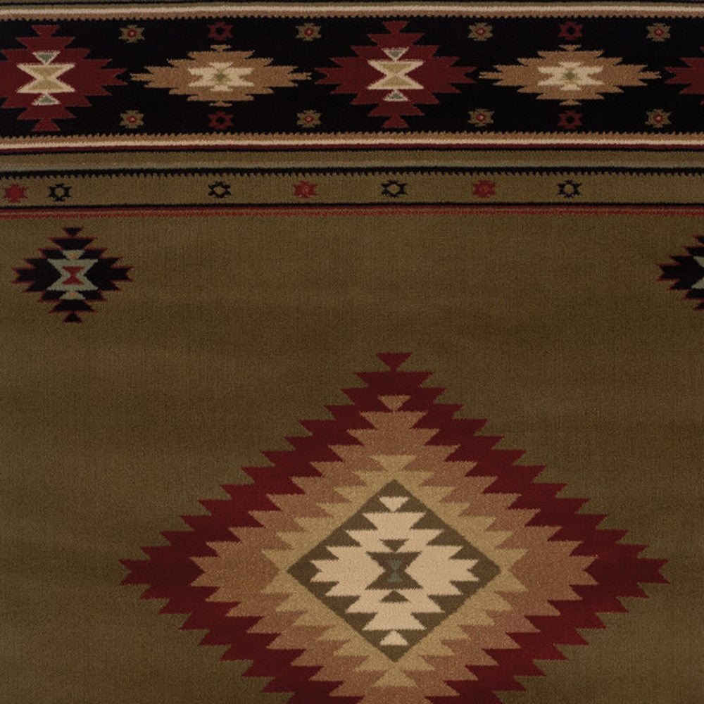 Green and Black Traditional Southwestern Area Rug